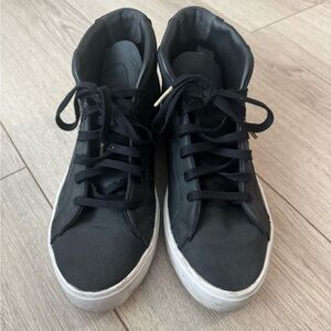 Adidas Black and White High-Top Sneakers